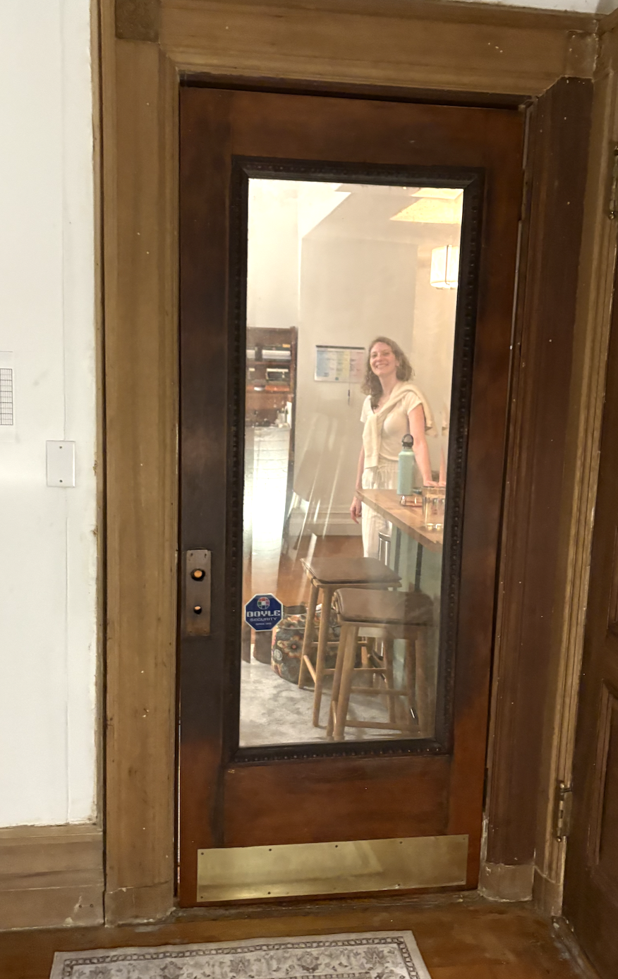 The door after being placed in its new home, after living in its first and only home for around 100 years.